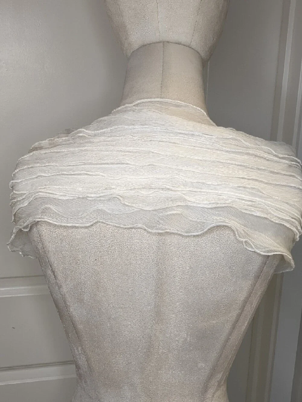 Lauren Ralph Lauren Ivory Ruffled Scarf Shawl Wrap Elegant Sheer